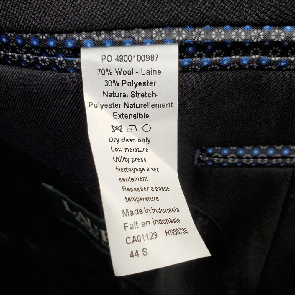 Lauren Ralph Lauren 2 Piece Suit Men 44S 38x32 Black Single Breasted Notch Lapel